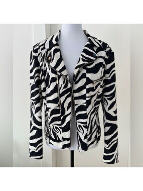 FRANK LYMAN Zebra Print Jacket Faux Front Zipper Detail Avante Garde Edgy Moto